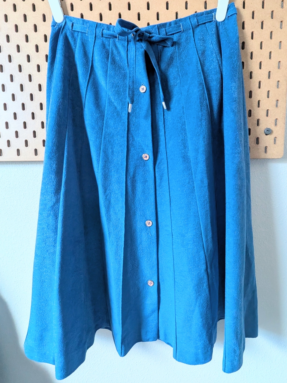 Vintage Cobalt Blue Button-Front A-Line Skirt